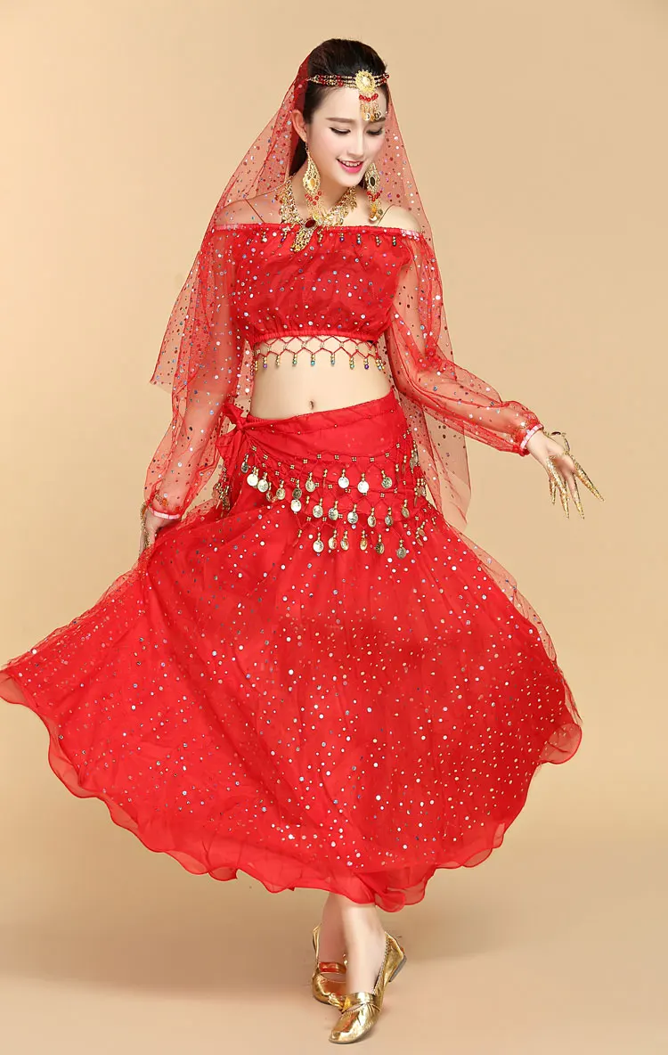 Новый комплект из 4 предметов для выступлений взрослых танца живота костюм