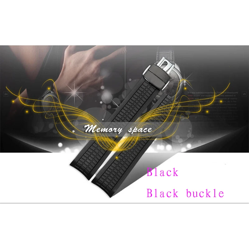 Новое поступление 21 мм Мужские Водонепроницаемые черные силиконовые резиновые