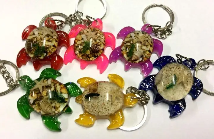 

6 pcs charming tortoise design grass starfish colorful cool keychain