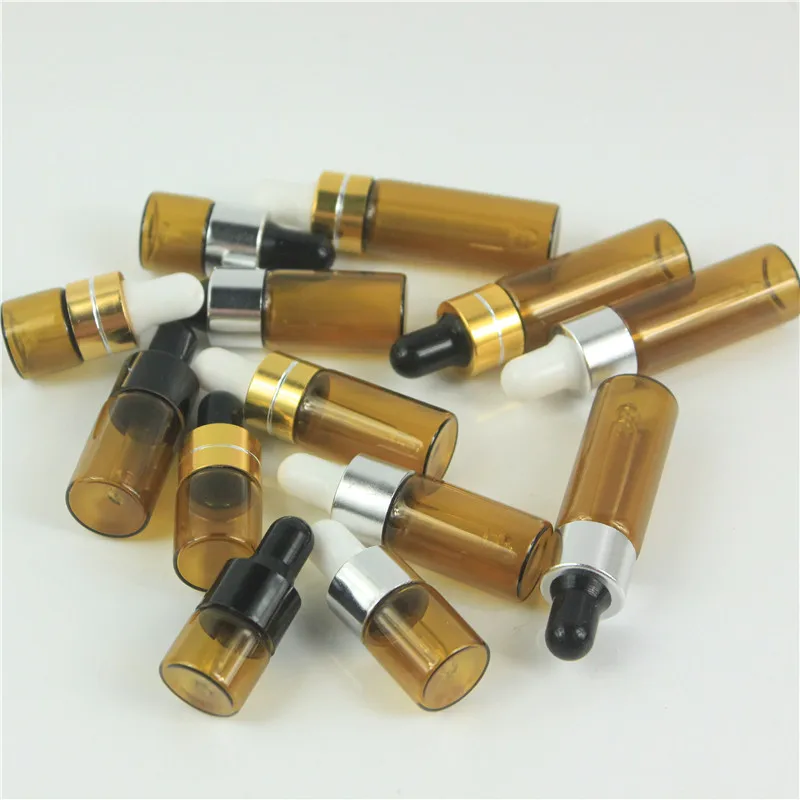 DHL Free 1000pcs/lot 1ML 2ML 3ML 5ML Portable Amber &amp Transparent Glass Bottle with Pipette Small Essential Oil Empty Gl | Красота и