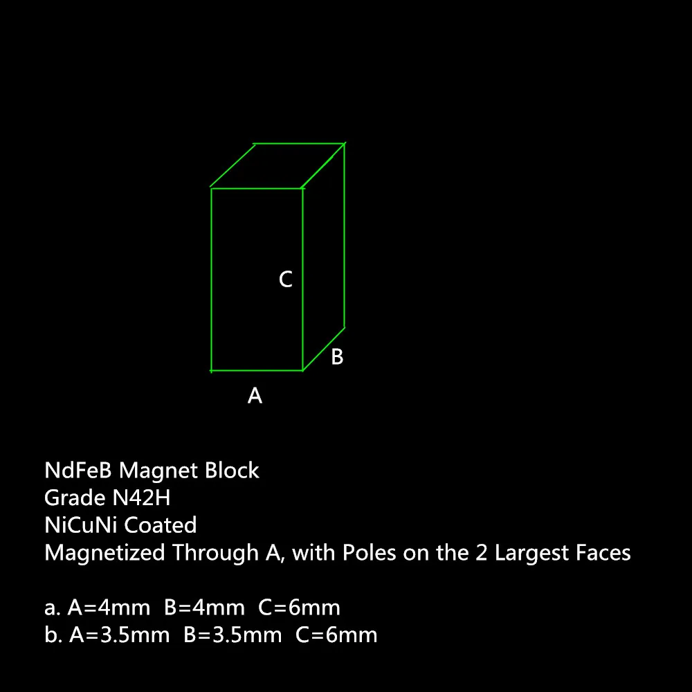 

NdFeB Блок Магнит 6x4x4 6x3,5x3,5 мм N42H точность DIY эксперимент специально размер 4000 штук