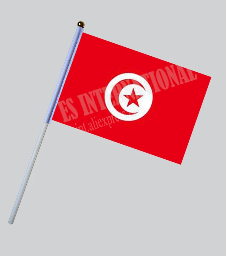 

Tunisia Hand Flag National Hand Flag 14*21cm Polyester Small Size Flying Banner Custom Hand flag