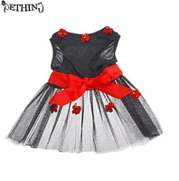 bow tie dress with red flower puppy summer dress dog shirt pet summer clothing pet dog dress puppy wedding dress xs xl supply