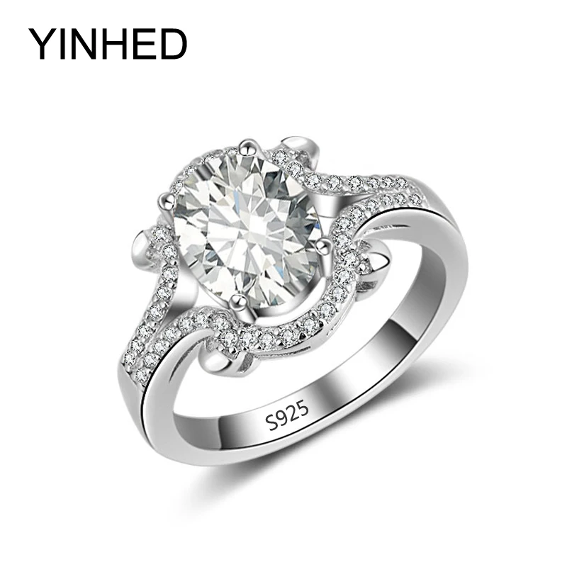Женское кольцо из серебра 100% пробы с фианитом 3 карата|cz wedding ring|jewelry ringswedding rings for