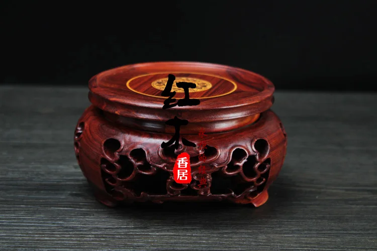 

Red sandalwood rosewood handicrafts carved wooden base circular base seat wooden base stone teapot