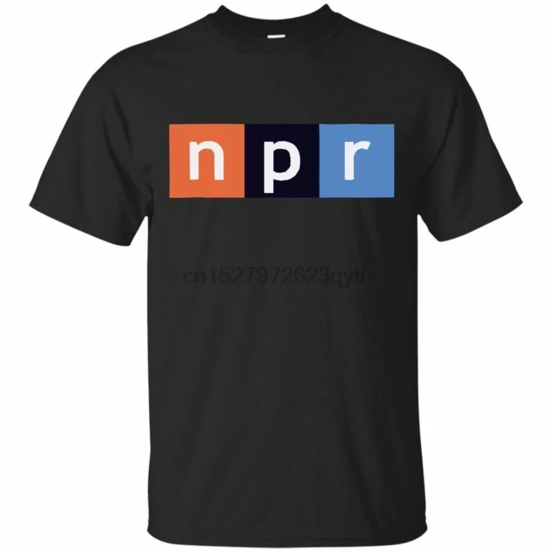 Npr логотип Национальный радио медиа США Мужская черная футболка Размер S