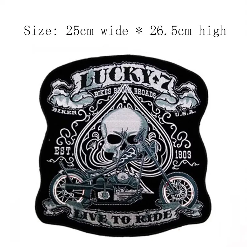 Бесплатная доставка патчи для вышивки LUCKY 7 LIVE TO RIDE Пришивные мотоциклетные