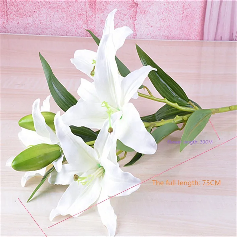 2 шт./лот 6 головок искусственная лилия Цветы Свадебный букет имитация шелковые