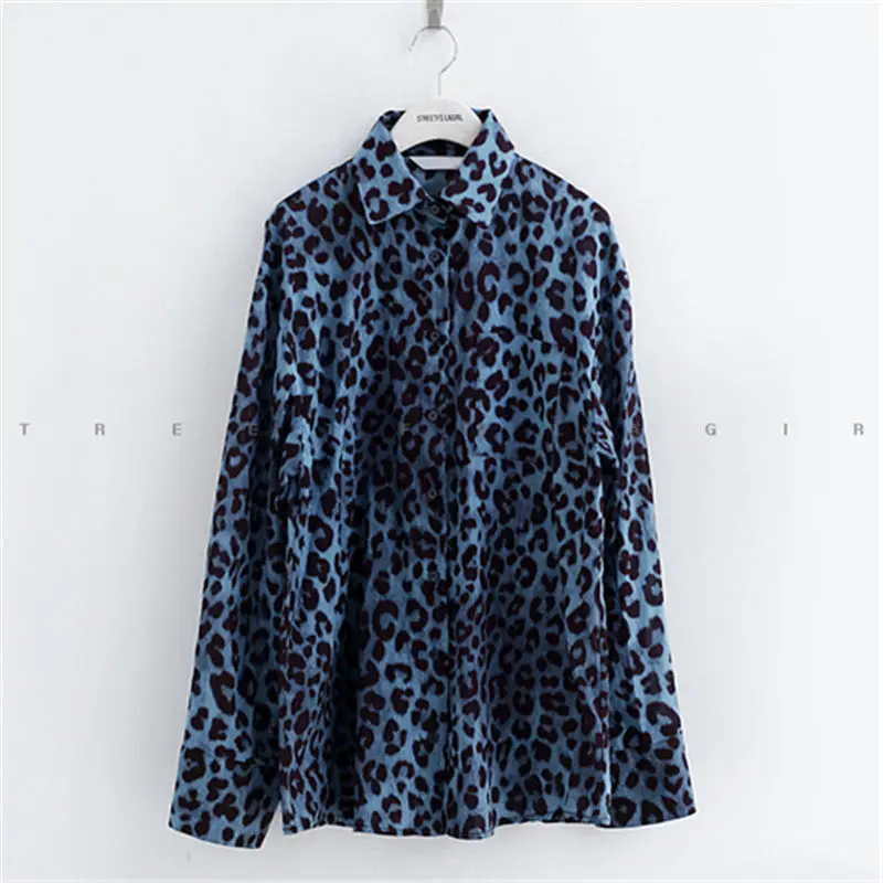 HziriP женский 2018 Демисезонный новый элегантный леопард рубашка Женская Корейская