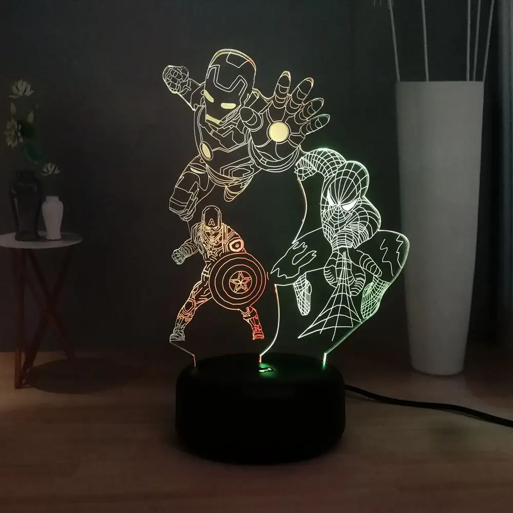 Светодиодный ночник Marvel супергерой Железный человек Капитан Америка Человек