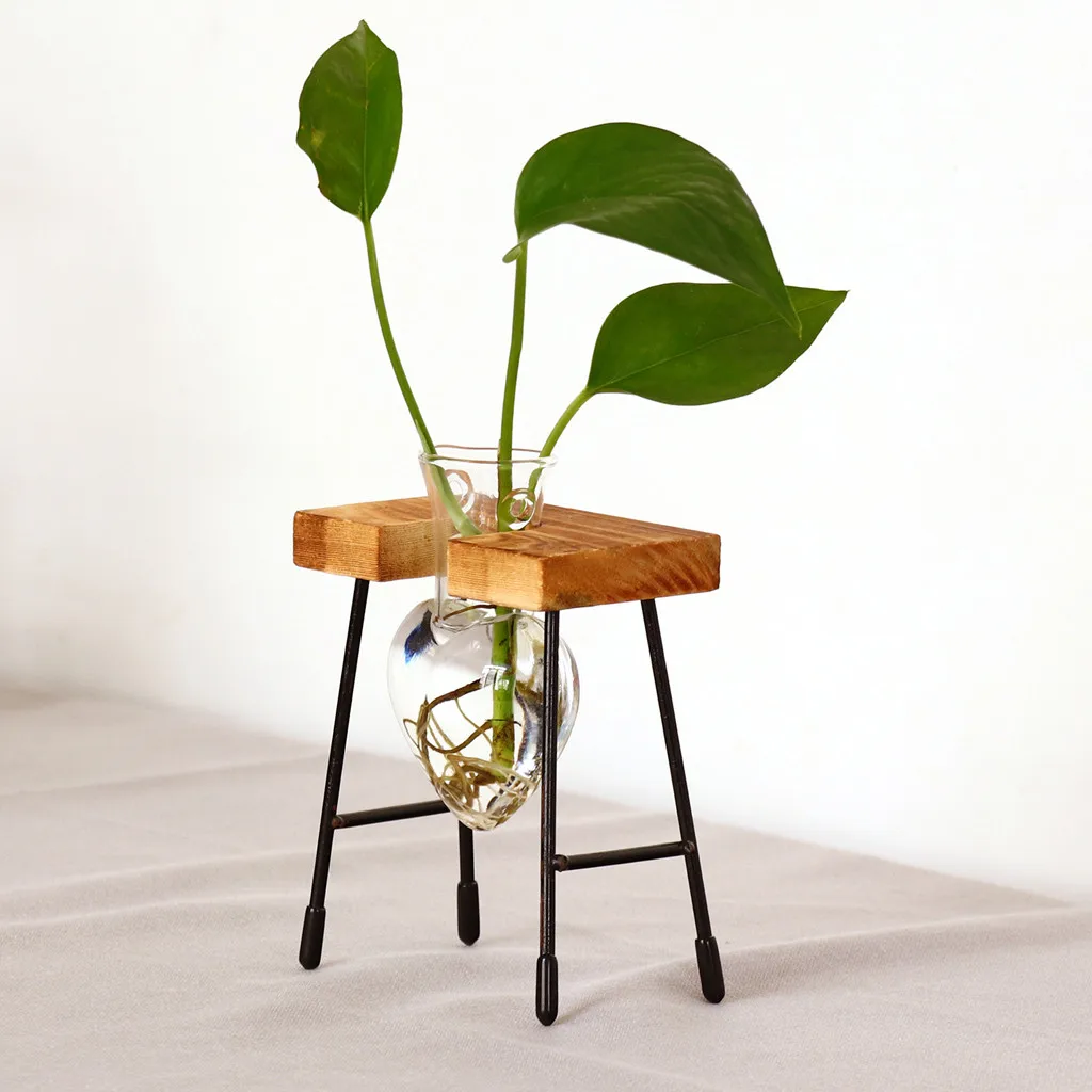 Maceteros Para в форме сердца коричневая стеклянная гидропонная ваза горшок для цветов