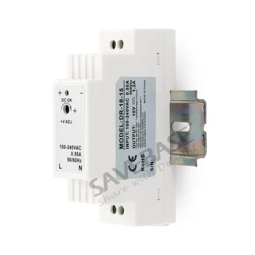 100-240V 15V 1.2A Din Rail Power Supply with Overload/Over voltage protection  Безопасность и