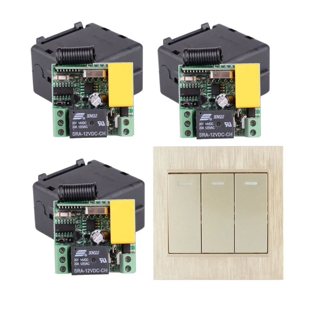 6 AC 220V 1CH 2CH 3CH 10A RF беспроводной дистанционный переключатель беспроводной светильник+ золотой беспроводной передатчик настенный пульт дистанционного управления - Цвет: 6