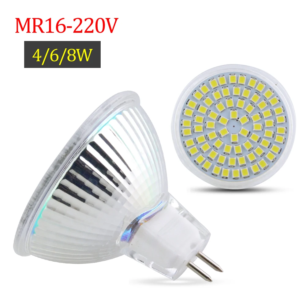 Сверхъяркая Светодиодная лампа направленного света 4 Вт 6 8 Bombillas 2835 SMD GU10 E27 MR16