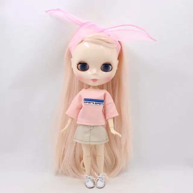 Заводская кукла blyth 280BL2352/0510 бледно-розовые волосы боковая часть белая кожа суставное тело 30 см 1/6 - Цвет: doll clothes shoes