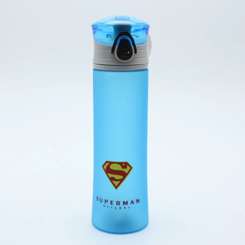 Новый мультфильм пластик портативный бутылка для воды человек паук Супермен