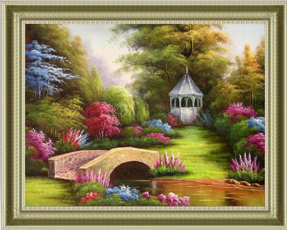 Diy diamond embroidery Riverside house painting Bridge 5d square mosaic icons full Landscape Series | Дом и сад