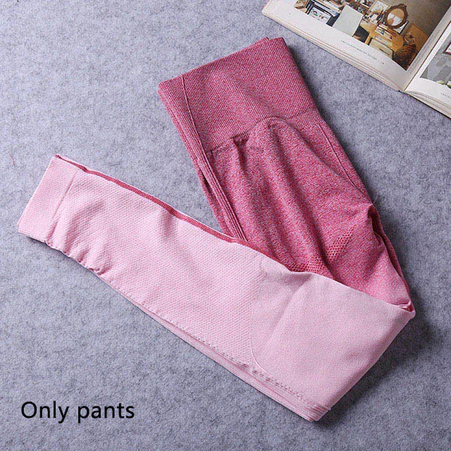 Red Pants 2 шт. женский бесшовный Омбре спортивный комплект Женская градиентная Экипировка для йоги наборы спортивной одежды для женщин s упражнения Спортивная одежда спортивный костюм - Цвет: Red Pants