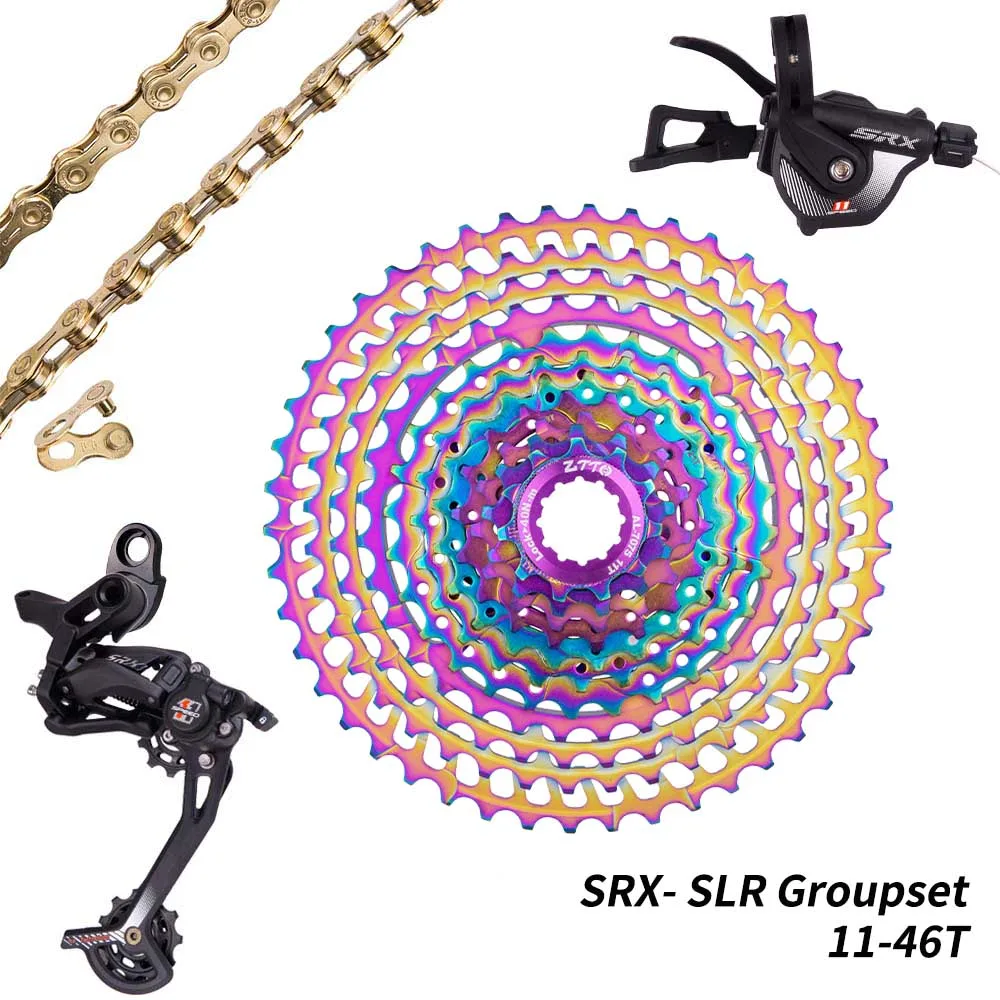 ZTTO SLR2 11 скоростей SRX Groupset переключатель переключения коленчатая цепь 11-52T кассета 11-50T Сверхлегкий набор групп VS M8000 M7000 - Цвет: SRX-46T SLR2 Rainbow