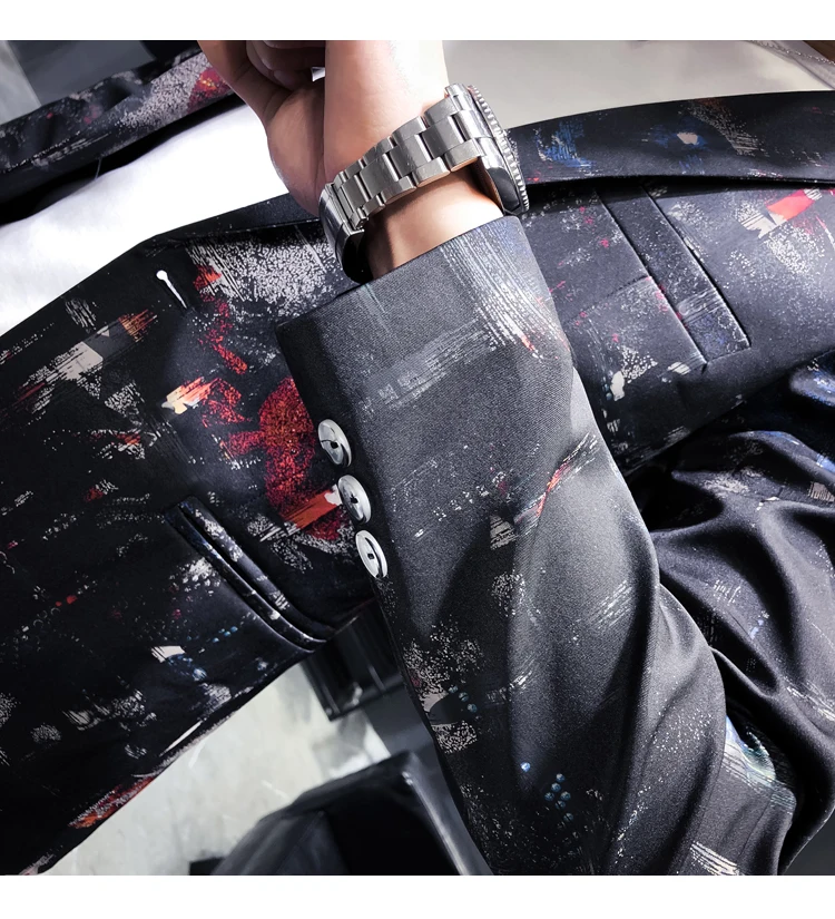 2019 новый дизайн блейзер для мужчин одна кнопка повседневное Slim Fit пиджаки Черный