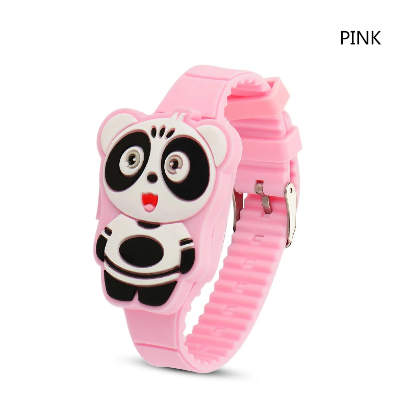 Reloj Infantil откидная крышка 3D Медведь Мультфильм цифровые часы для детей электронные детские часы резиновые для мальчиков и девочек часы для детской - Цвет: Pink