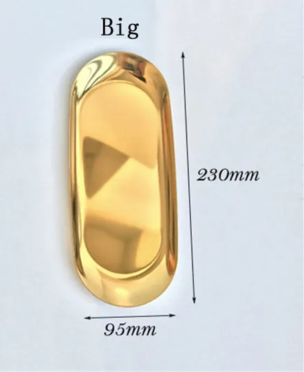 gold big Овальный поднос из нержавеющей стали круглой формы для фруктов, кухонные инструменты, посуда для хранения, сервировочная посуда, рождественский подарок, 1 шт - Цвет: gold big