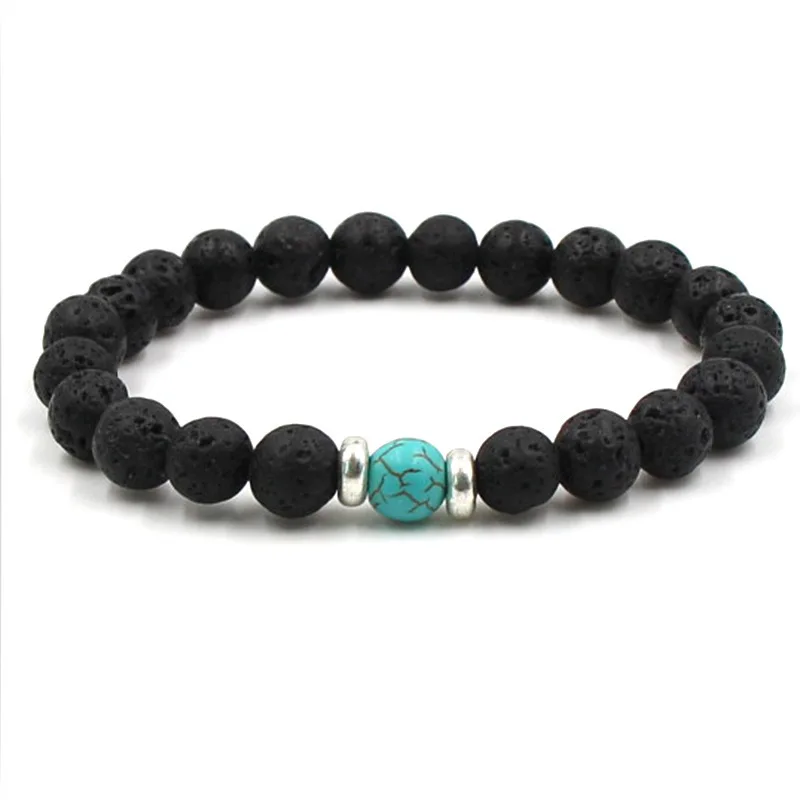 16 Colors 8MM Black Lava Stone Beads Bracelet DIY Aromatherapy Essential Oil Diffuser White Green Strand Jewelry | Украшения и