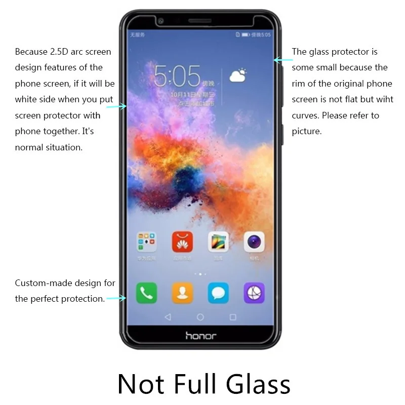 Закаленное стекло для Huawei Honor 7X 2 шт./комплект Защитная пленка смартфона защитное
