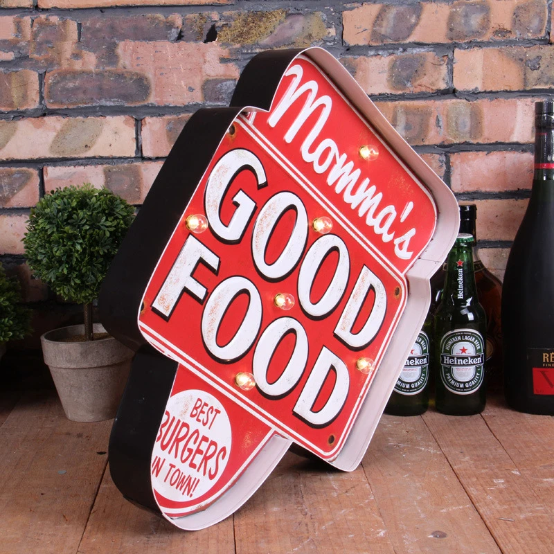 Momma's Good Food светодиодный металлический знак лучшие гамбургеры винтажный