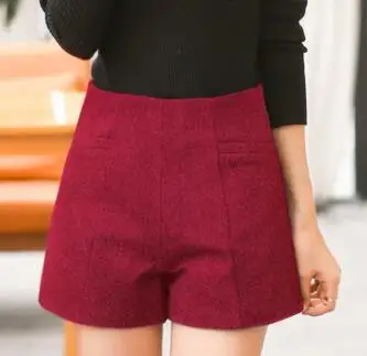 Женские шерстяные шорты с высокой талией модные повседневные зимние Осенние