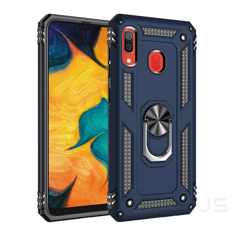 Синий Армированный чехол для samsung Galaxy A20E A30S A10S A50S A20S A10E A10 A20 A30 A40 A50 A51 A80 A70 M30S M40 S10E S10 Plus S9 S8 A307F A505FN A107 A202 A105 A205 A405 A70S противоударный кольцо чехол для автомобиля - Цвет: Синий
