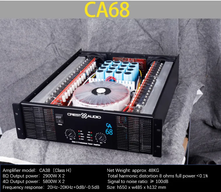CA68 1500X2W CA68 Профессиональный усилитель мощности чистый усилитель мощности 2 канала(3U) KTV/сценический/домашний развлекательный KTV 8ohm 1500 Вт* 3000 Ом Вт* 2 - Цвет: CA68 1500X2W