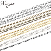 xinyao 10mlot dia 2 3 3 8 mm metal necklace chains bulk antique bronzegoldsilver color rolo chains for jewelry making f779