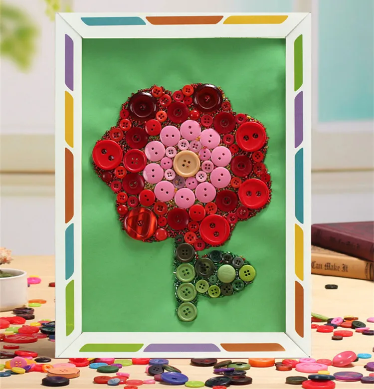 Happyxuan 3 шт. пуговицы картины с рамкой ручной работы художественные поделки DIY игрушки Дети творческие дошкольного образования материалы бумага