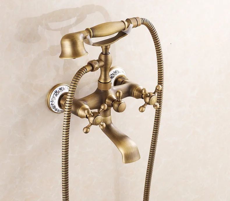 3 шт. античный латунный настенный смеситель для ванной комнаты|bathroom tub faucet|tub