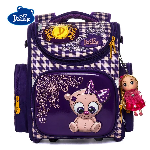 3157 purple Delune, новинка,, мультяшный школьный рюкзак для девочек, Детский 3D ортопедический рюкзак EVA, для начальной От 5 до 8 лет, для мальчиков, детские школьные сумки, ранец - Цвет: 3157 purple