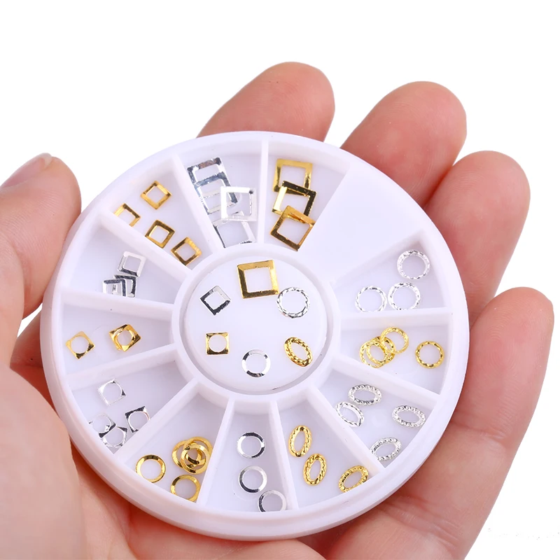 Blueness серебро золото микс квадрат треугольник Дизайн 3D ногтей искусство Сплав