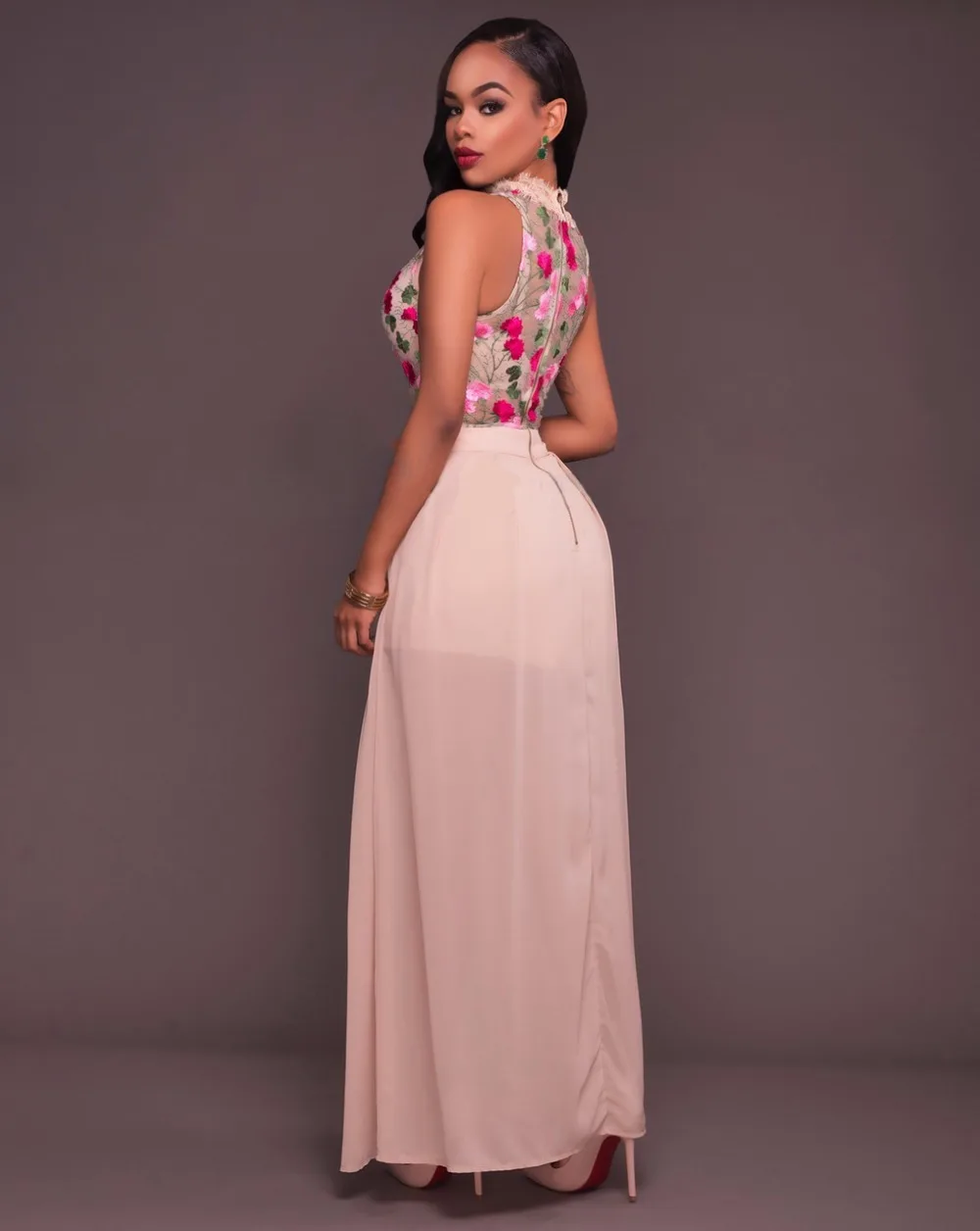 Женский комбинезон из натурального полиэстера и хлопка прямой с вышивкой