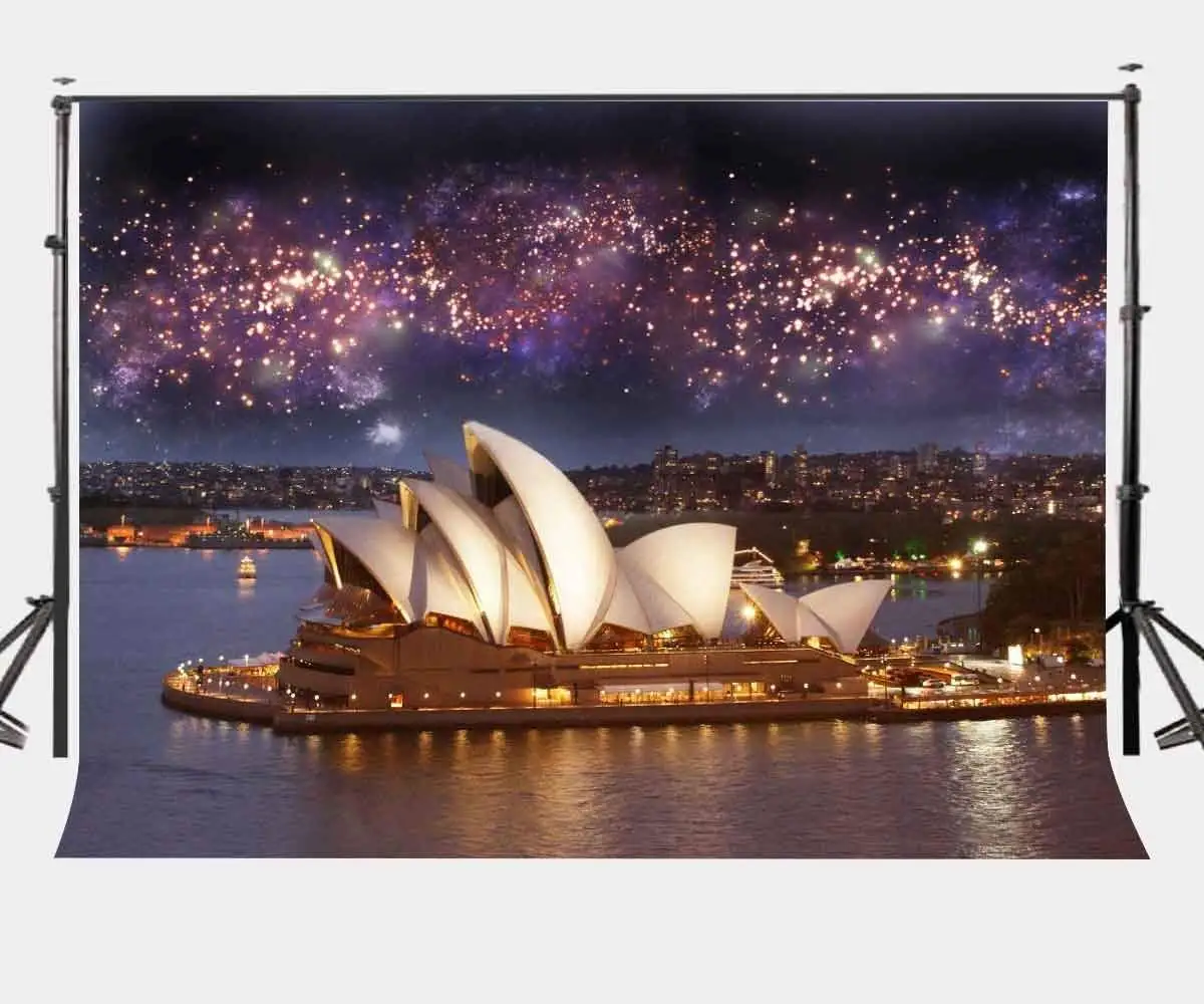 7x5ft вид на ночной город фон сиднейская опера дом фотография Фон ультра фиолетовый
