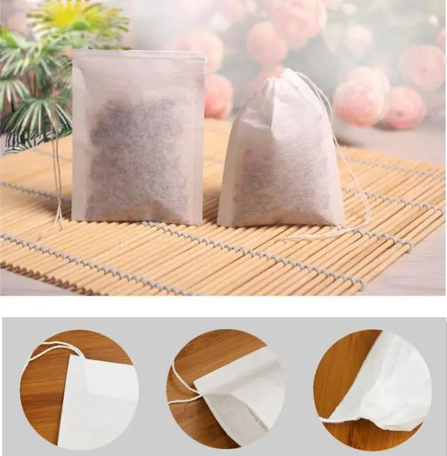 

60 X 80mm Wood Pulp Filter Paper Disposable Tea Strainer Filters Bag Single Drawstring Heal Seal Tea Bags No bleach SN1246