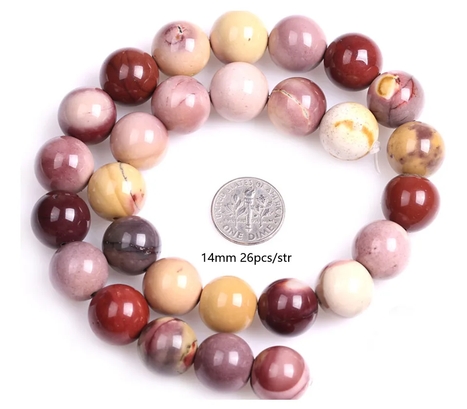 Круглые бусины Mookaite Jaspers из натурального камня, бусины для рукоделия, свободные бусины для изготовления браслетов для изготовления ювелирных изделий, нить 15 дюймов