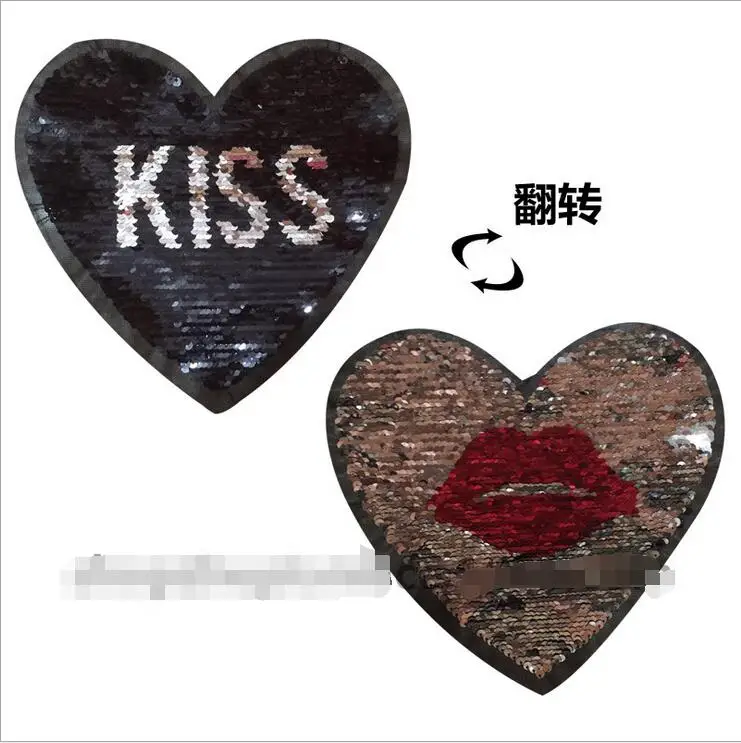 2017 новые двусторонние меняющие цвет блестки KISS love Hearted Sew нашивки для одежды DIY