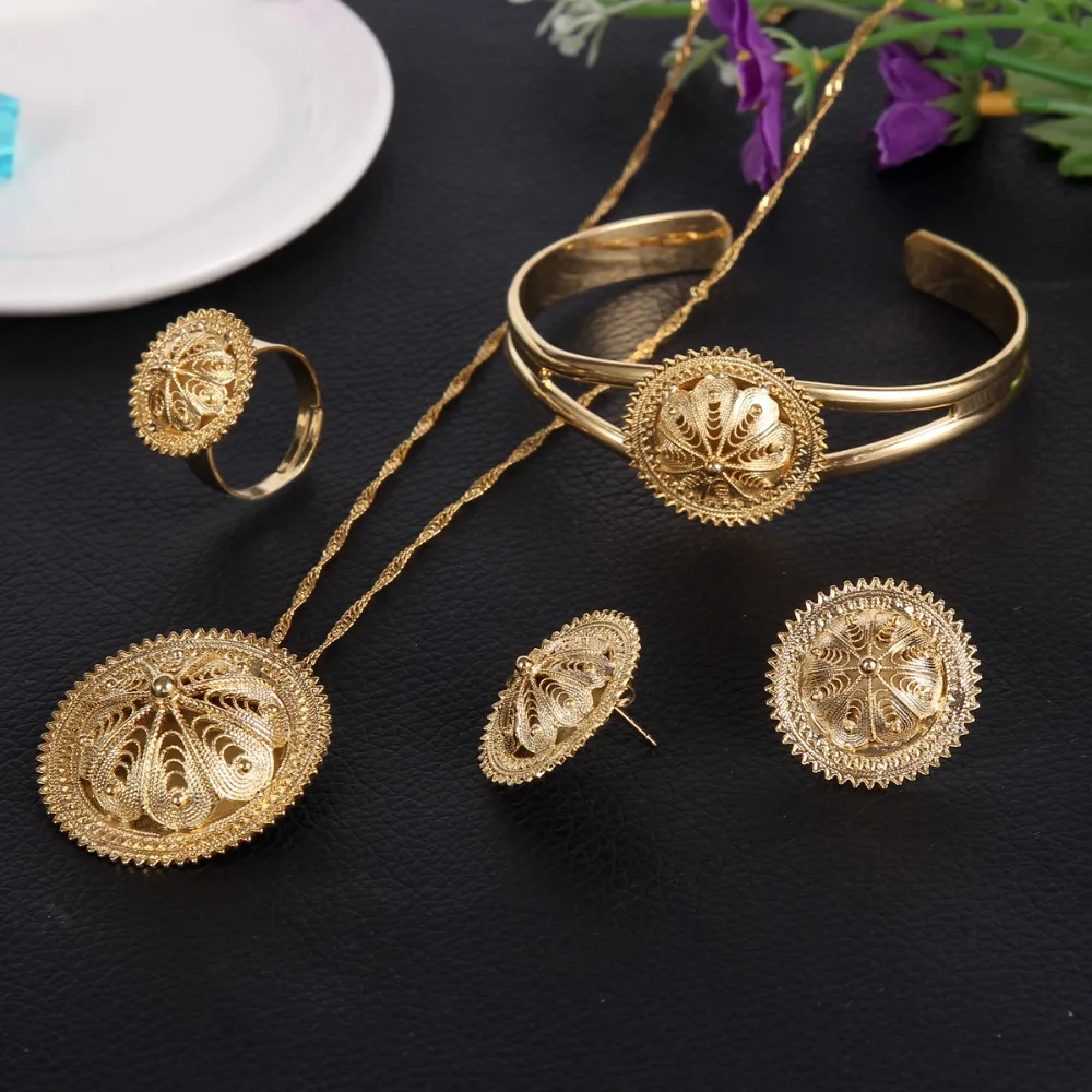 Традиционные свадебные ювелирные наборы Bangrui в эфиопском стиле изделия с золотым