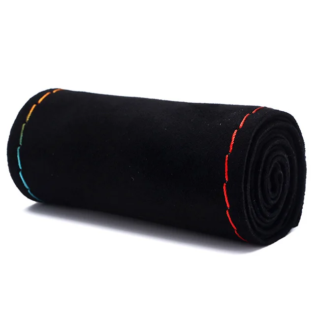 black-colorful line 1 шт 37/38 см DIY авто крышка рулевого колеса замши Материал чехол рулевого колеса автомобиля иглы и нити аксессуары для интерьера - Название цвета: black-colorful line