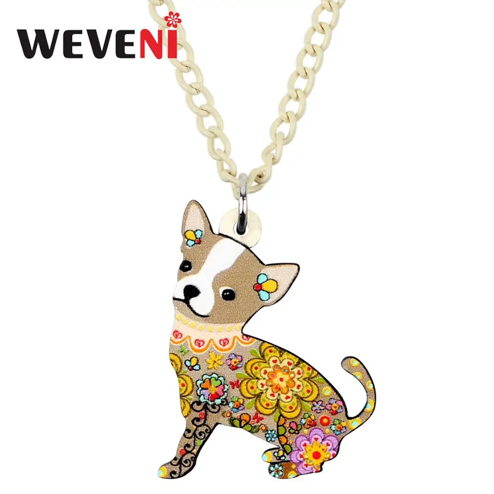 WEVENI акриловое милое желтое цветочное ожерелье Чихуахуа подвеска цепочка ошейник