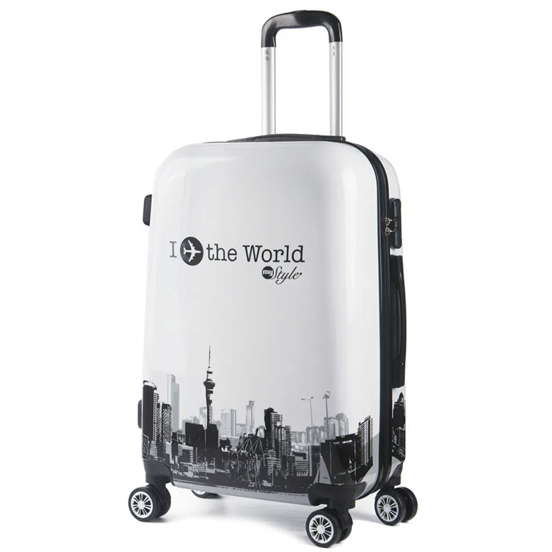 Rolling Luggage Spinner Cartoon Password Suitcase Wheels 20/24 Inch Women Carry on Trolley Travel Bag Luggage Suitcase LGX11 - Цвет: ShaiHai