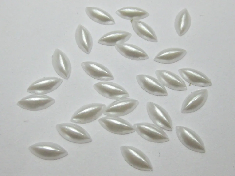 1000 чистый белый конский глаз Половина жемчуга бисера 4x8мм плоская задняя