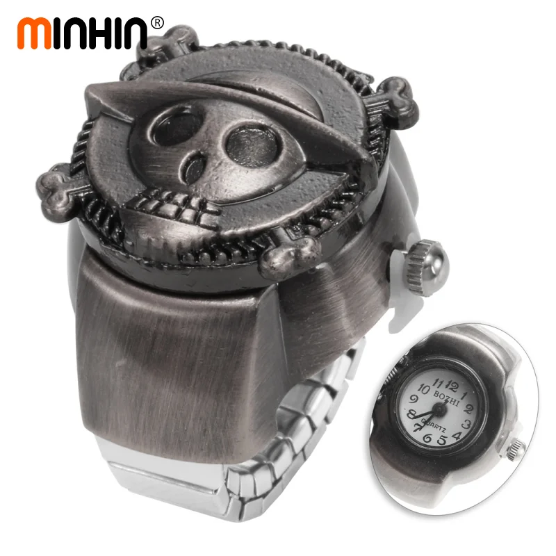 MINHIN Новые панк кольцо на палец часы мини раскладушка кварцевые женщины мужчины