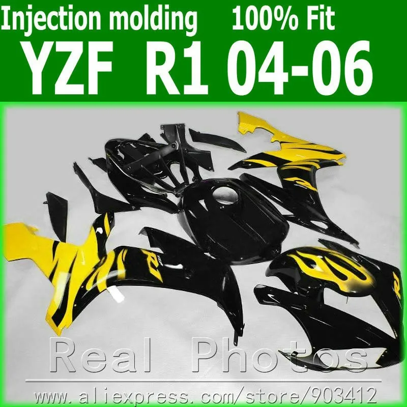 Литье под давлением мотоцикл части для YAMAHA R1 обтекатель комплект 2004 2005 2006 белые