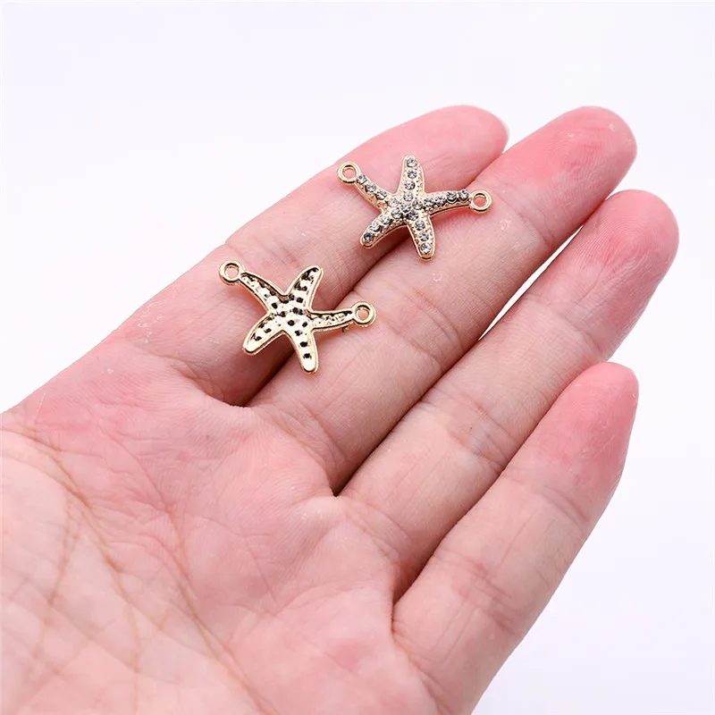 25 10pcs Starfish Все 10 шт золотые ювелирные изделия аксессуары животных завод Стразы шармы-соединители для самостоятельного изготовления ювелирных изделий Ювелирные компоненты - Цвет: 25 10pcs Starfish
